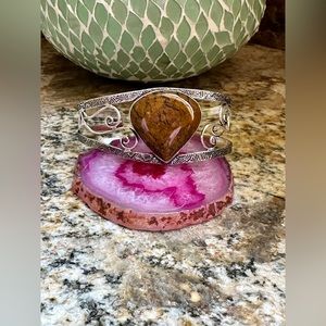 Hand Crafted Silver and Brown Bracelet